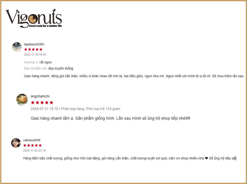 Feedback từ khách mua lần đầu rồi mua lại