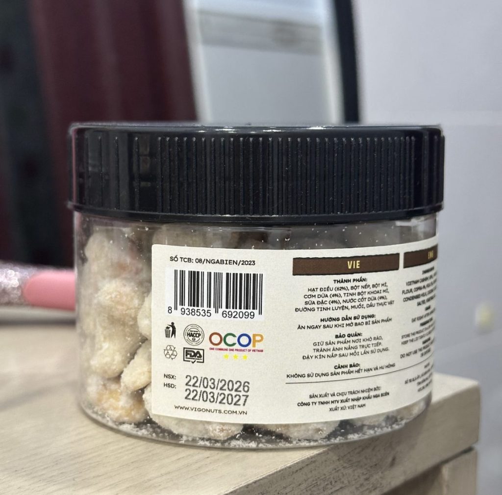 bao bì hạt dinh dưỡng có thông tin rõ ràng